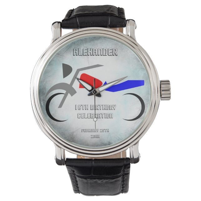 Cool Dirt Bike Masculine 16e verjaardag Horloge (Voorkant)
