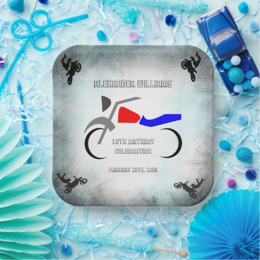 Cool Dirt Bike Masculine 16e verjaardag Papieren Bordje (Feest)