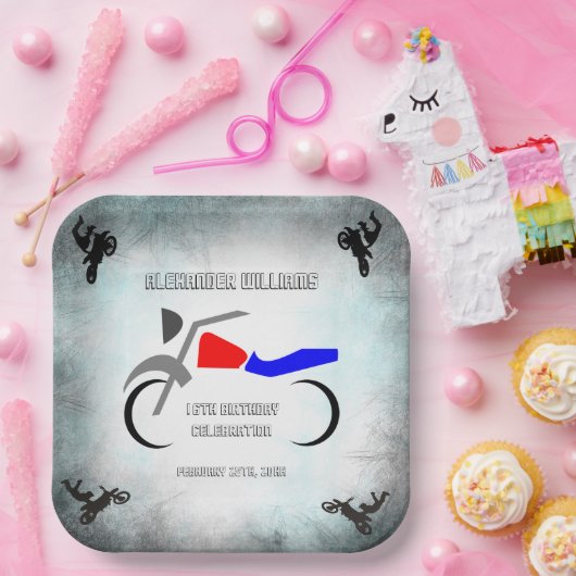 Cool Dirt Bike Masculine 16e verjaardag Papieren Bordje (Feest)