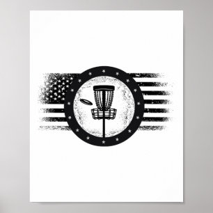 Cool Disc Golf Sport Verenigde Staten Grunge Vlag Poster