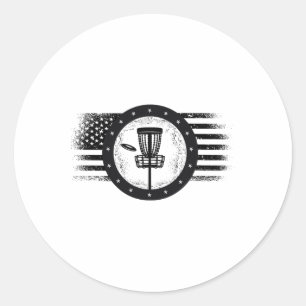 Cool Disc Golf Sport Verenigde Staten Grunge Vlag  Ronde Sticker
