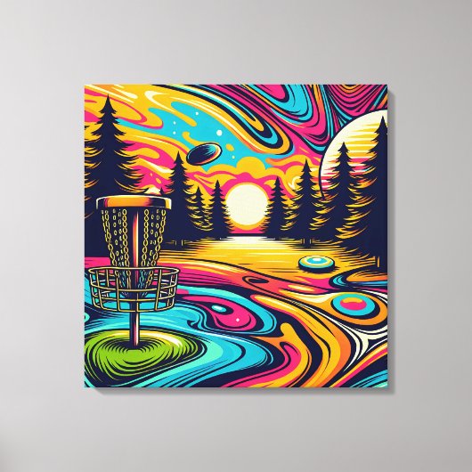 Cool Disc golfbaan bij zonsondergang Canvas Afdruk (Voorkant)