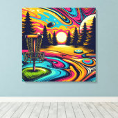 Cool Disc golfbaan bij zonsondergang Canvas Afdruk (Insitu (Houten vloer))