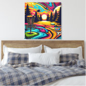 Cool Disc golfbaan bij zonsondergang Canvas Afdruk (Insitu (Slaapkamer))