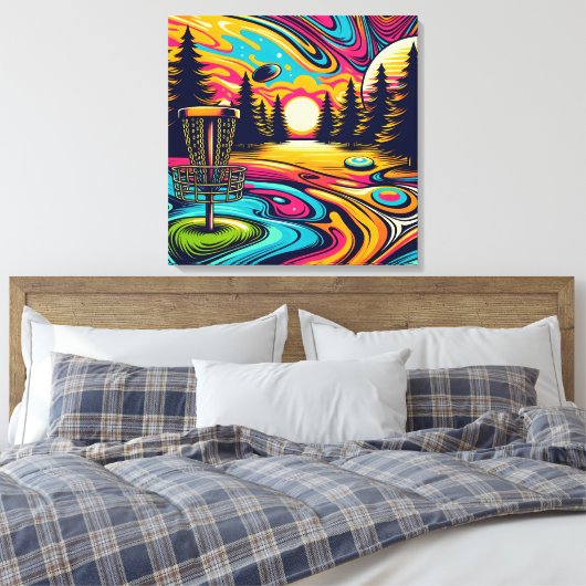 Cool Disc golfbaan bij zonsondergang Canvas Afdruk (Insitu (Slaapkamer))