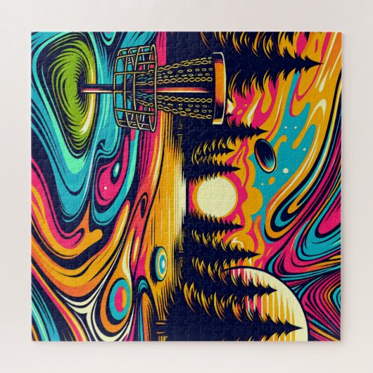 Cool Disc golfbaan bij zonsondergang Legpuzzel (Horizontaal)