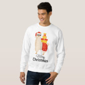 Cool Disco Santa Llama Funny Minimalist Christmas Trui (Voorkant volledig)