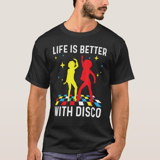 Cool Disco voor mannen 70s 80s Nightclub Music D T-shirt (Voorkant)