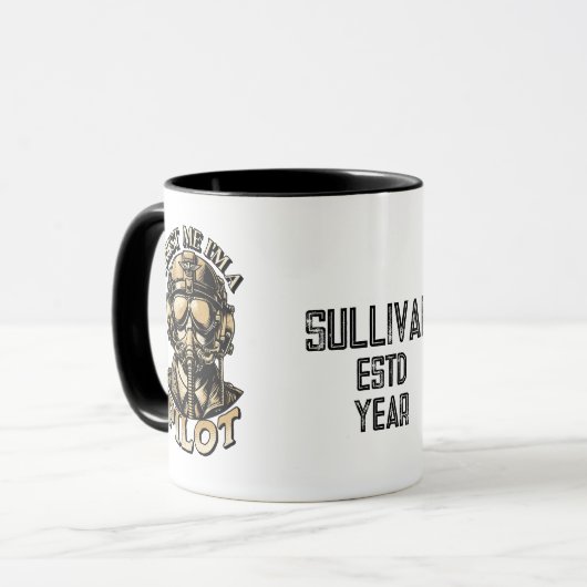 Cool Distressed Custom Naam en Datum Pilot Mok (Voorkant links)