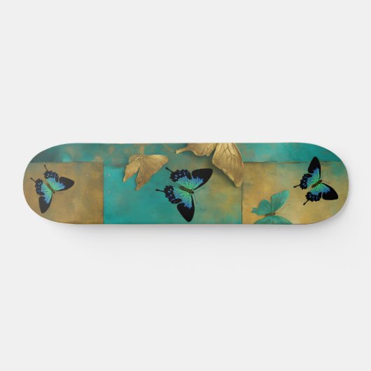 Cool Distressed Grunge Blauwgroen vlinder Schaats  Persoonlijk Skateboard (Horizontaal)