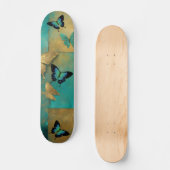 Cool Distressed Grunge Blauwgroen vlinder Schaats  Persoonlijk Skateboard (Voorkant)