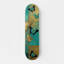 Cool Distressed Grunge Blauwgroen vlinder Schaats Persoonlijk Skateboard