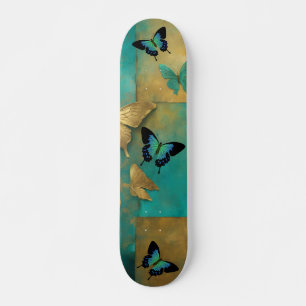 Cool Distressed Grunge Blauwgroen vlinder Schaats Persoonlijk Skateboard