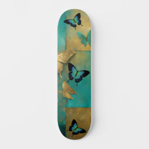 Cool Distressed Grunge Blauwgroen vlinder Schaats Persoonlijk Skateboard