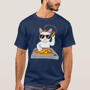 Cool DJ Cat Pizza Gift Voor Mannen Vrouwen Jongens T-shirt