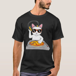 Cool DJ Cat Pizza Gift Voor Mannen Vrouwen Jongens T-shirt