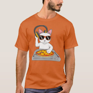 Cool DJ Cat Pizza Gift Voor Mannen Vrouwen Jongens T-shirt