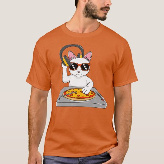 Cool DJ Cat Pizza Gift Voor Mannen Vrouwen Jongens T-shirt (Voorkant)