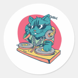 Cool DJ Cat Ronde Sticker