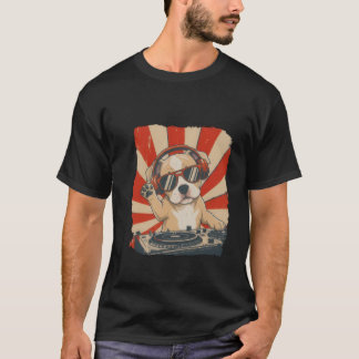 Cool DJ Dog T-shirt, Funny Dog With Headphones  T-shirt