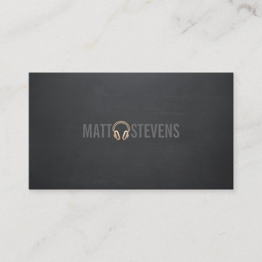 Cool DJ Gold Headphones Black Music 2 Visitekaartje (Voorkant)