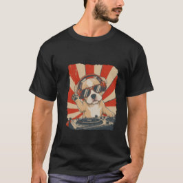 Cool DJ-hond T-shirt, Grappige hond met koptelefoo T-shirt