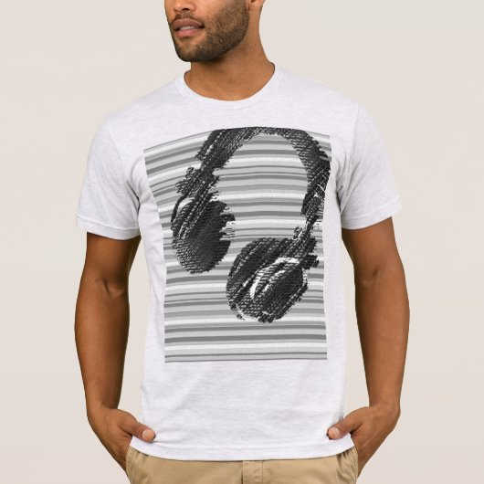 Cool DJ Hoofdtelefoon Grijs Muziek T-shirt (Voorkant)
