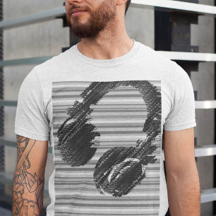 Cool DJ Hoofdtelefoon Grijs Muziek T-shirt