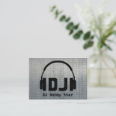 Cool dj hoofdtelefoon logo metalic visitekaartje (Staand voorkant)