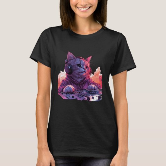 Cool DJ Kat Shirt, Grappige Kat Shirt (Voorkant)