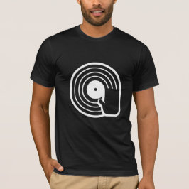 Cool DJ T-shirt Zwart Vinylplaat Album Afspelend 