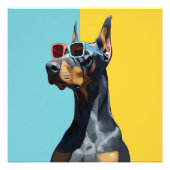 Cool Doberman with sunglasses Foto Afdruk (Voorkant)