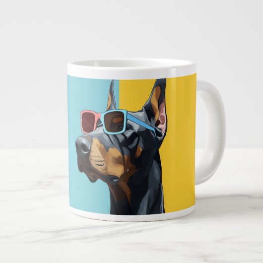 Cool Doberman with sunglasses Grote Koffiekop (Voorkant rechts)