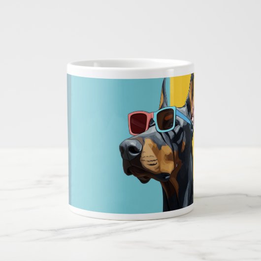 Cool Doberman with sunglasses Grote Koffiekop (Voorkant)