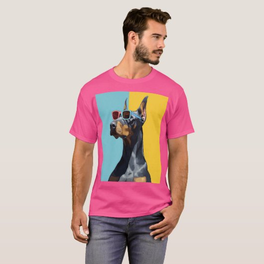 Cool Doberman with sunglasses T-shirt (Voorkant volledig)