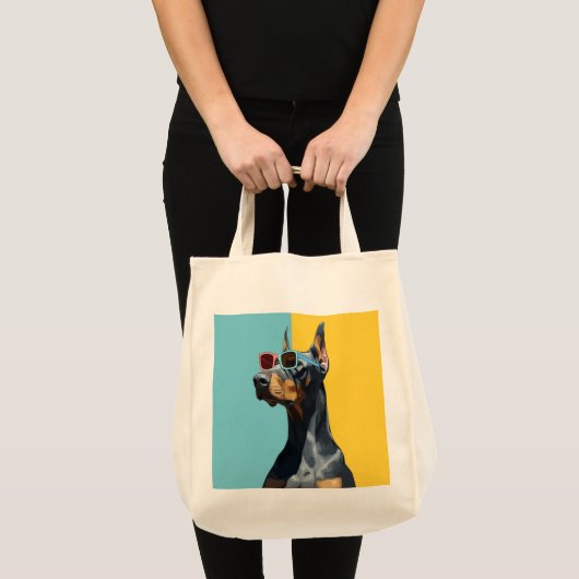 Cool Doberman with sunglasses Tote Bag (Voorkant (product))
