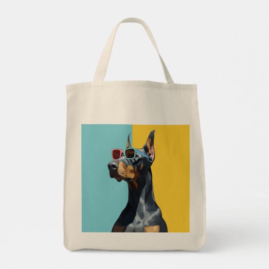 Cool Doberman with sunglasses Tote Bag (Achterkant)