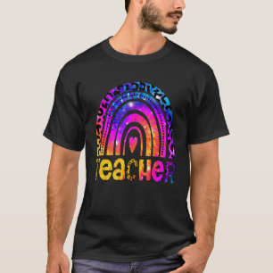 Cool Docent Luipaard Tie Dye Regenboog Docent Rug T-shirt
