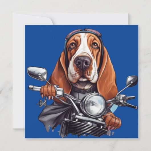 Cool dog biker, schattig basset hound dog driver (Voorkant)