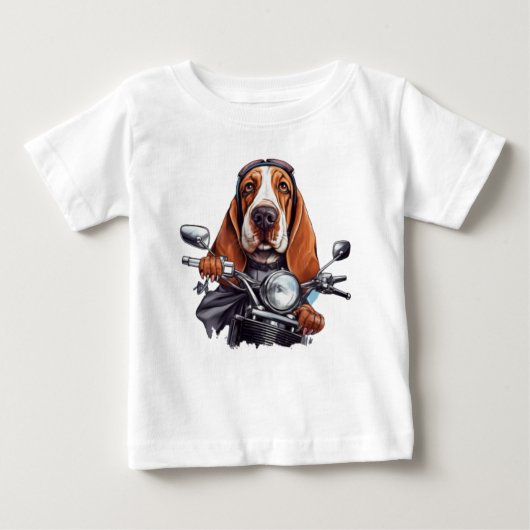 Cool dog biker, schattig basset hound dog driver (Voorkant)