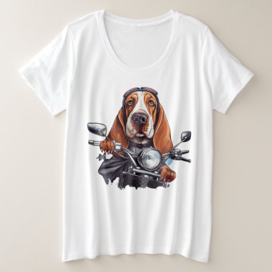 Cool dog biker, schattig basset hound dog driver grote maat t-shirt (Design voorkant)