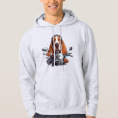 Cool dog biker, schattig basset hound dog driver hoodie (Voorkant)