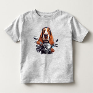Cool dog biker, schattig basset hound dog driver kinder shirts