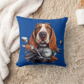 Cool dog biker, schattig basset hound dog driver kussen (Deken)