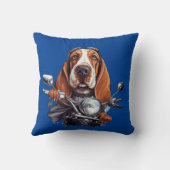 Cool dog biker, schattig basset hound dog driver kussen (Achterkant)