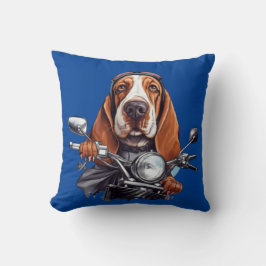 Cool dog biker, schattig basset hound dog driver kussen