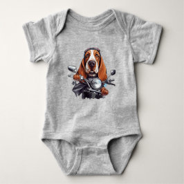 Cool dog biker, schattig basset hound dog driver romper