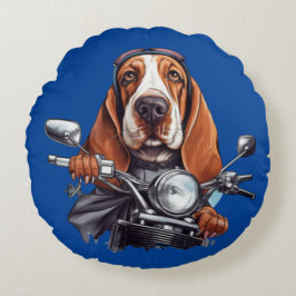 Cool dog biker, schattig basset hound dog driver rond kussen