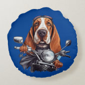 Cool dog biker, schattig basset hound dog driver rond kussen (Achterkant)