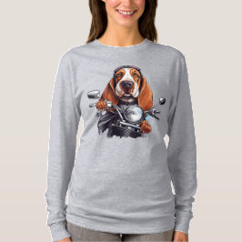 Cool dog biker, schattig basset hound dog driver t-shirt